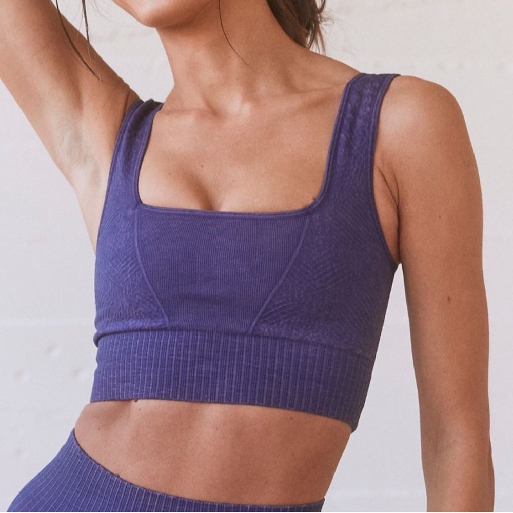 NWOT Free People FP Movement Tile Textured Sports Bra in Outerspace